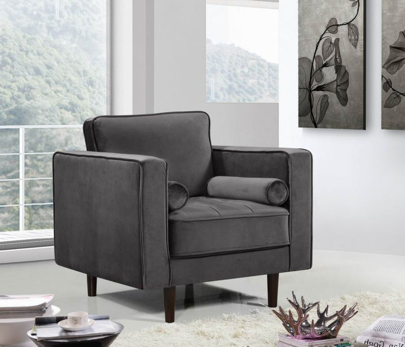 Emily Grey Velvet Chair - 625Grey-C - Vega Furniture