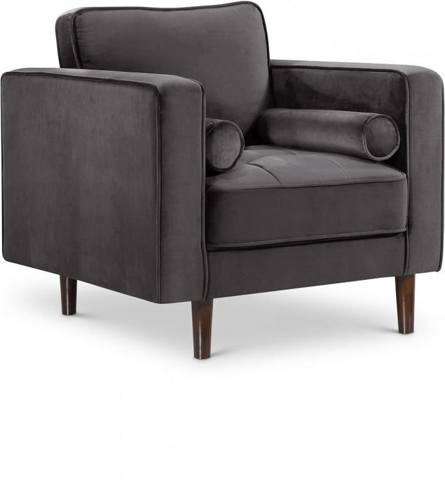 Emily Grey Velvet Chair - 625Grey-C - Vega Furniture