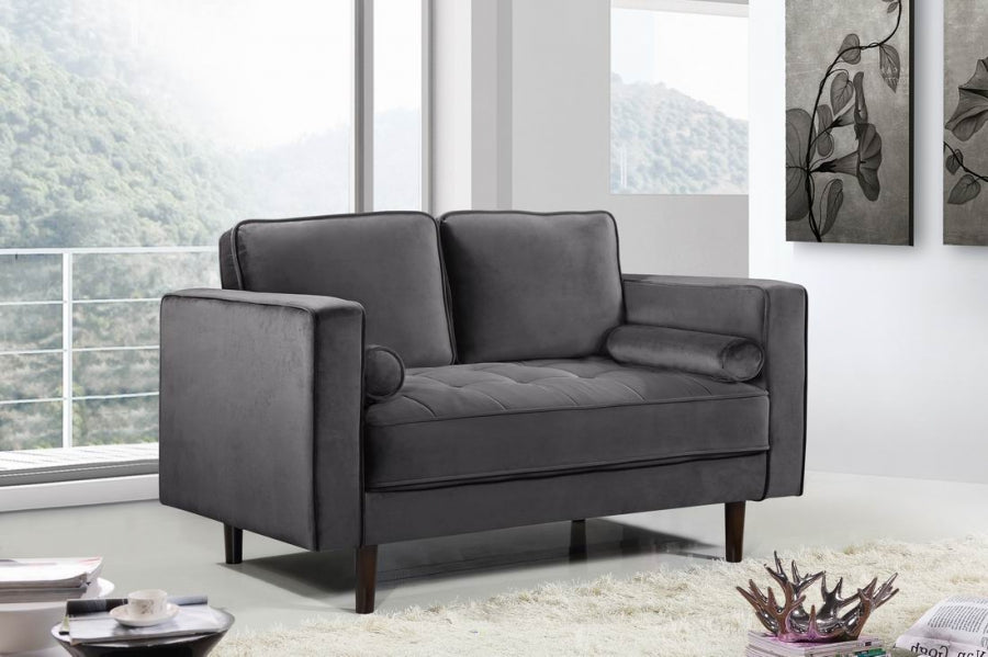 Emily Grey Velvet Loveseat - 625Grey-L - Vega Furniture