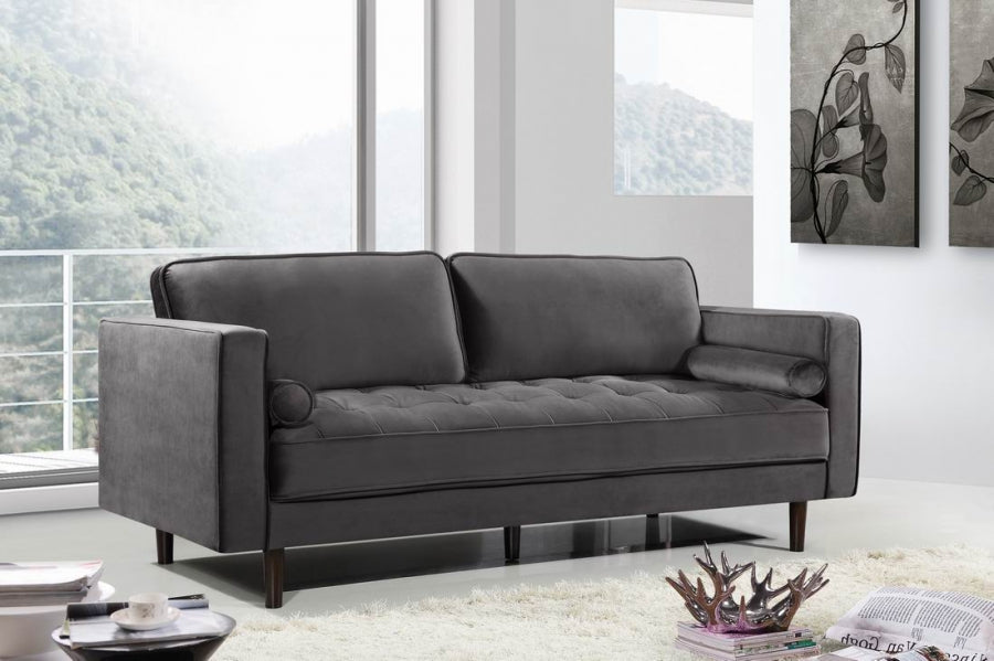 Emily Grey Velvet Sofa - 625Grey-S - Vega Furniture