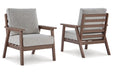Emmeline Brown/Beige Outdoor Lounge Chair with Cushion, Set of 2 - P420-820 - Vega Furniture