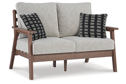 Emmeline Brown/Beige Outdoor Loveseat with Cushion - P420-835 - Vega Furniture