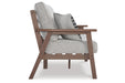 Emmeline Brown/Beige Outdoor Loveseat with Cushion - P420-835 - Vega Furniture