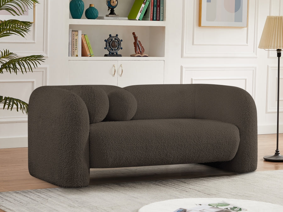Emory Boucle Fabric Loveseat Brown - 139Brown-L - Vega Furniture