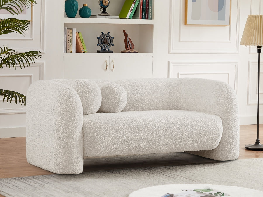 Emory Boucle Fabric Loveseat Cream - 139Cream-L - Vega Furniture