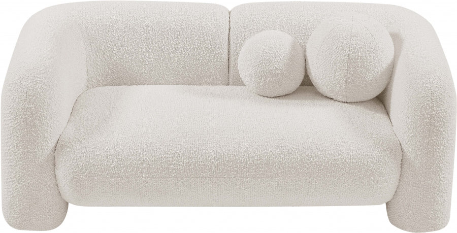 Emory Boucle Fabric Loveseat Cream - 139Cream-L - Vega Furniture