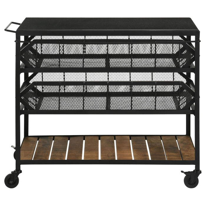 Evander Natural/Black Accent Storage Cart with Casters - 953504 - Vega Furniture