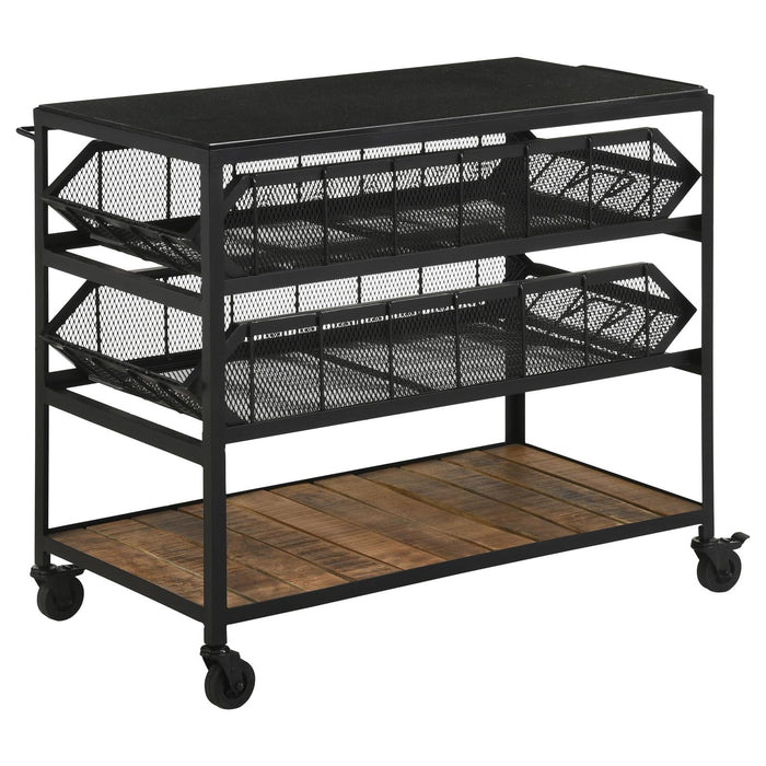 Evander Natural/Black Accent Storage Cart with Casters - 953504 - Vega Furniture