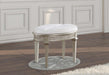 Evangeline Oval Vanity Stool with Faux Diamond Trim Silver and Ivory - 223399 - Vega Furniture