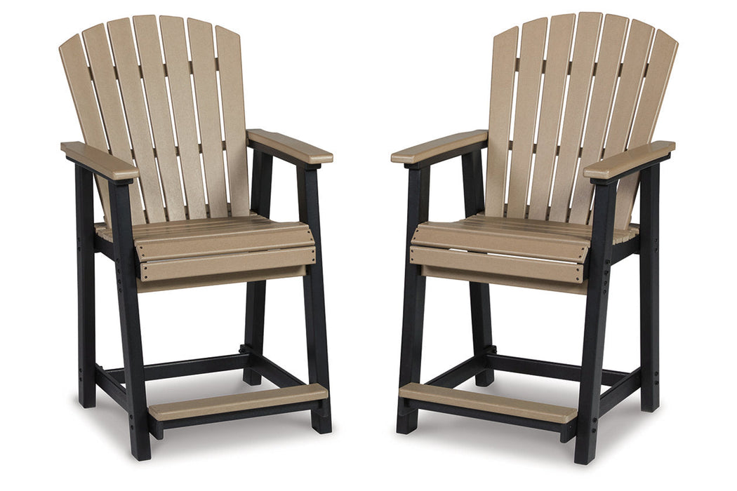 Fairen Trail Black/Driftwood Outdoor Counter Height Barstool, Set of 2 - P211-124 - Vega Furniture