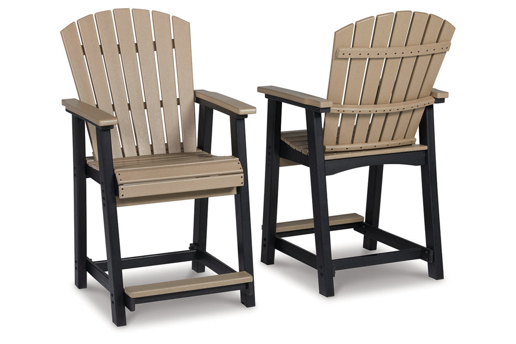 Fairen Trail Black/Driftwood Outdoor Counter Height Barstool, Set of 2 - P211-124 - Vega Furniture