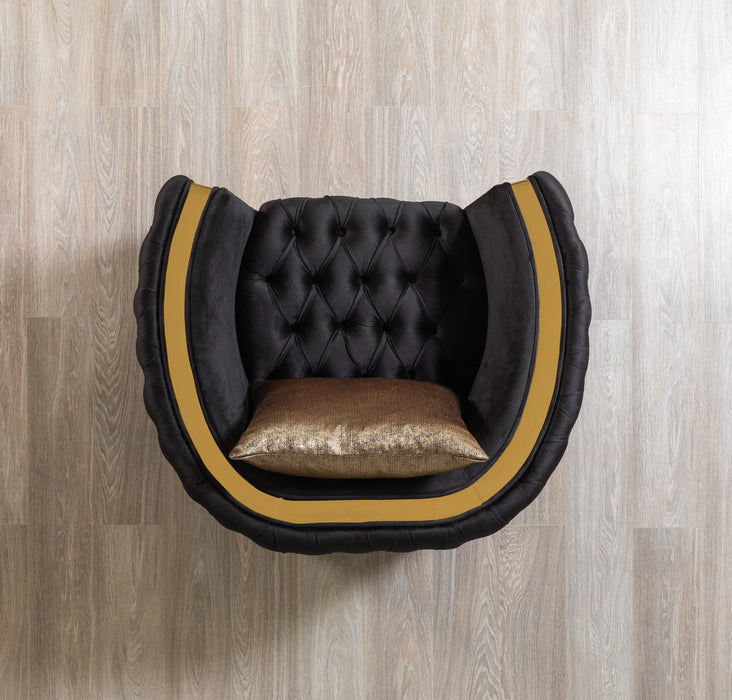 Fanci Black Velvet Chair - FANCIBLACK-CHAIR - Vega Furniture