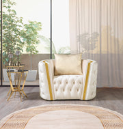 Fanci Ivory Velvet Chair - FANCIIVORY-CHAIR - Vega Furniture