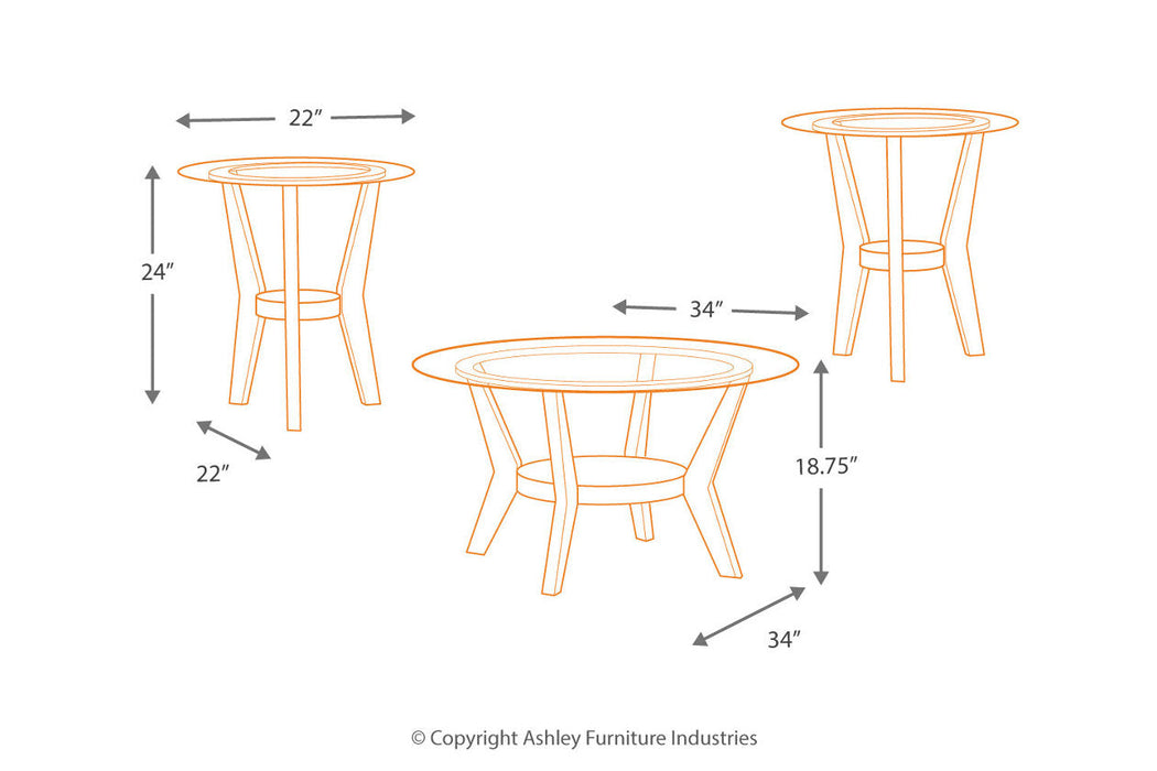 Fantell Dark Brown Table, Set of 3 - T210-13 - Vega Furniture