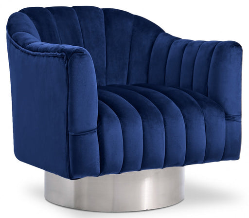 Farrah Blue Velvet Chair - 519Navy - Vega Furniture