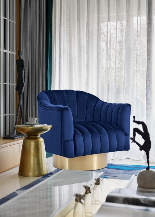 Farrah Blue Velvet Chair - 520Navy - Vega Furniture