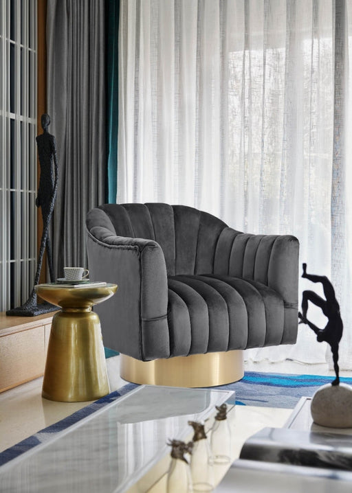 Farrah Grey Velvet Chair - 520Grey - Vega Furniture