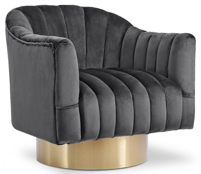 Farrah Grey Velvet Chair - 520Grey - Vega Furniture