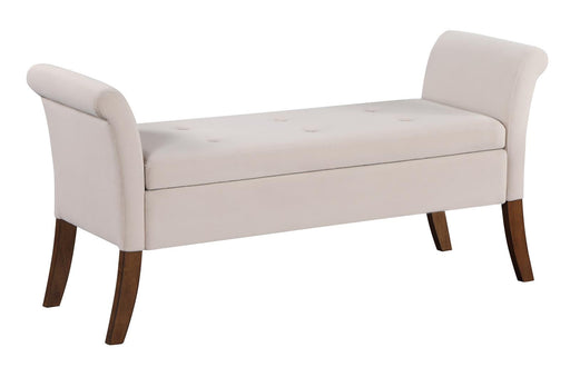 Farrah Upholstered Rolled Arms Storage Bench Beige and Brown - 910238 - Vega Furniture