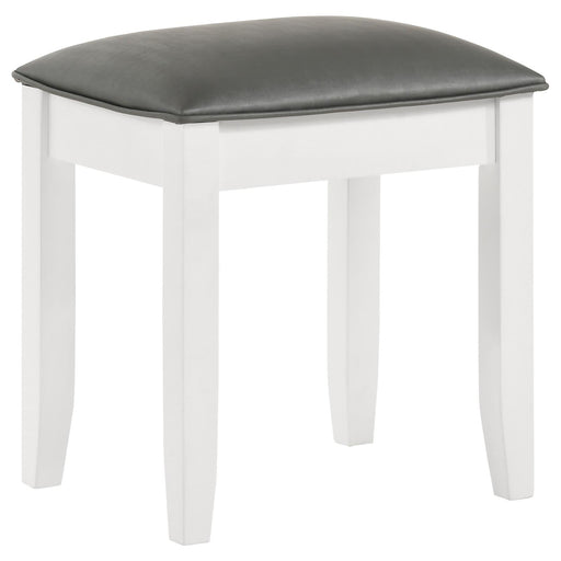 Felicity Metallic/Glossy White Upholstered Vanity Stool - 203507STL - Vega Furniture