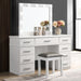 Felicity Metallic/Glossy White Upholstered Vanity Stool - 203507STL - Vega Furniture