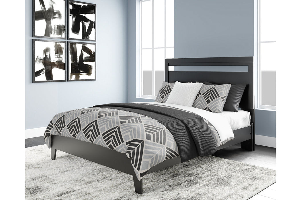 Finch Black/Brown Queen Panel Platform Bed - SET | EB3392-113 | EB3392-157 - Vega Furniture