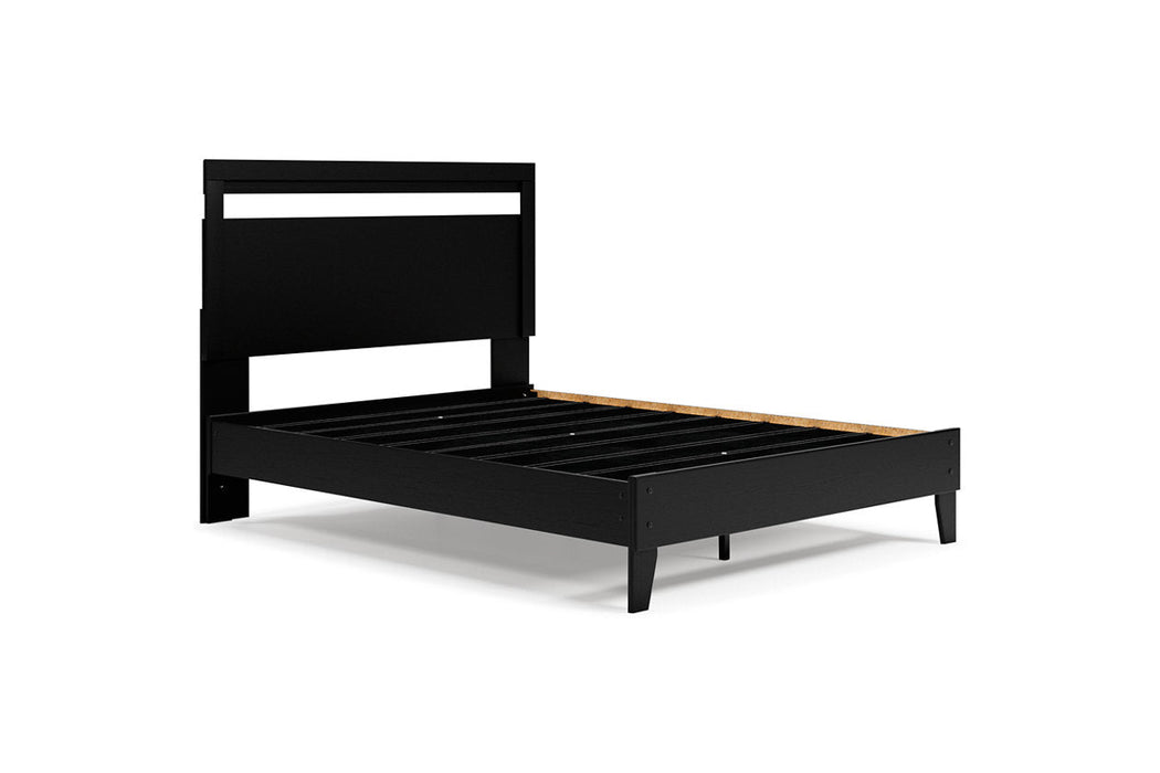 Finch Black/Brown Queen Panel Platform Bed - SET | EB3392-113 | EB3392-157 - Vega Furniture