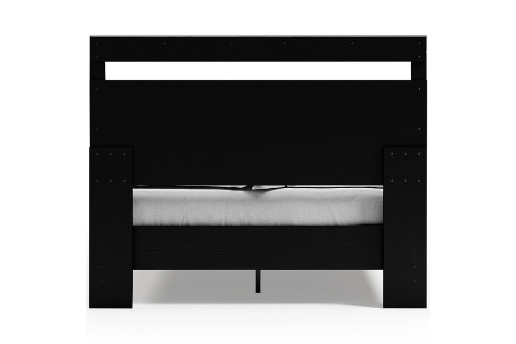 Finch Black/Brown Queen Panel Platform Bed - SET | EB3392-113 | EB3392-157 - Vega Furniture