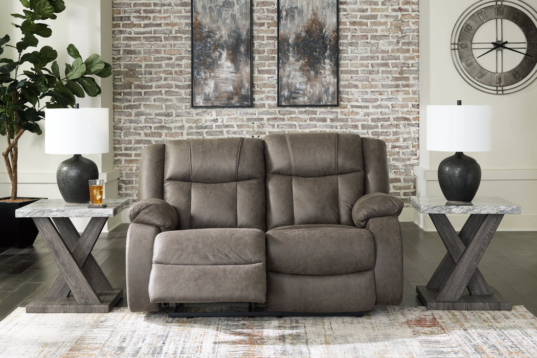 First Base Gunmetal Reclining Loveseat - 6880486 - Vega Furniture