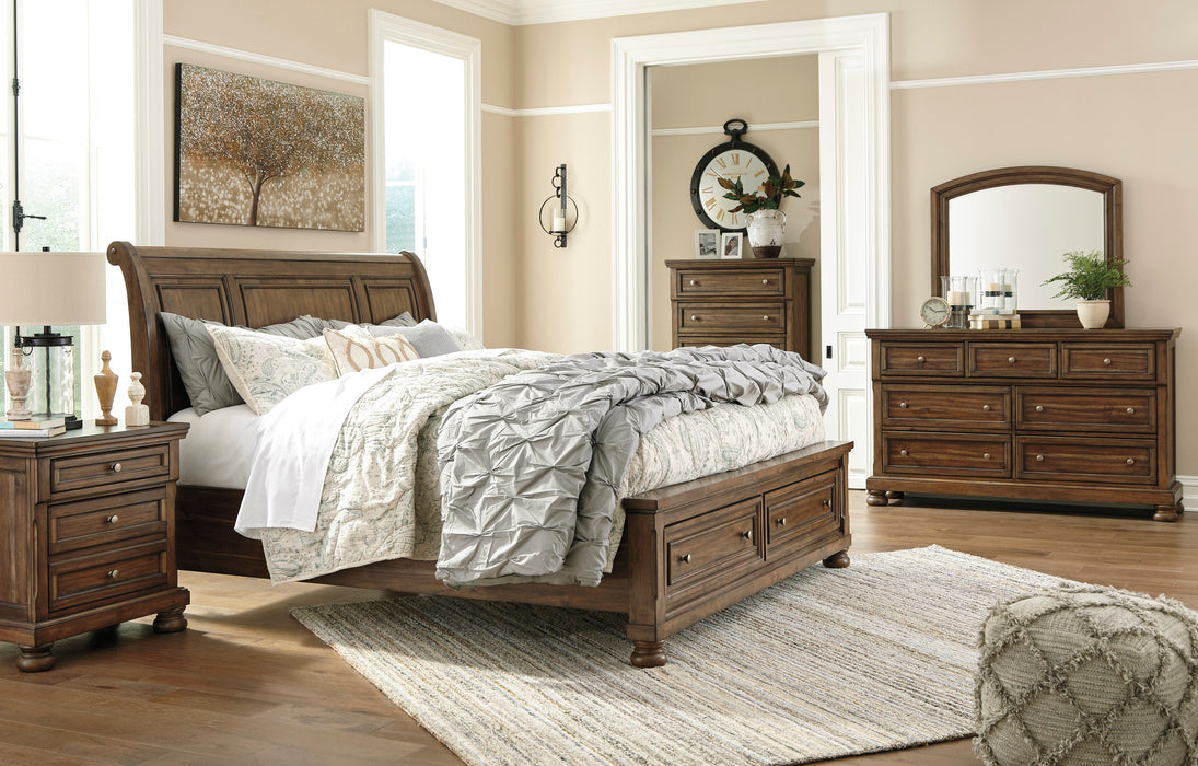 Flynnter Medium Brown Footboard Storage Sleigh Platform Bedroom Set - SET | B719-74 | B719-77 | B719-98 | B719-31 | B719-36 | B719-92 | B719-46 - Vega Furniture