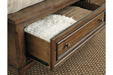 Flynnter Medium Brown Queen Panel Bed with 2 Storage Drawers - SET | B719-57 | B719-74 | B719-98 - Vega Furniture