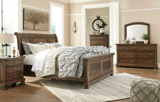 Flynnter Medium Brown Sleigh Platfom Bedroom Set - SET | B719-54 | B719-77 | B719-98 | B719-92 | B719-46 - Vega Furniture