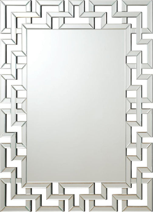 Forman Silver Interlocking Greek Frameless Wall Mirror - 901786 - Vega Furniture