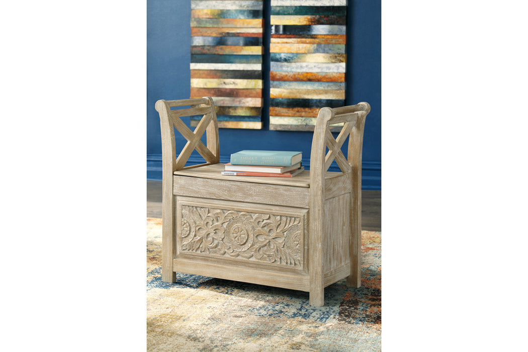 Fossil Ridge Whitewash Accent Bench - A4000001 - Vega Furniture