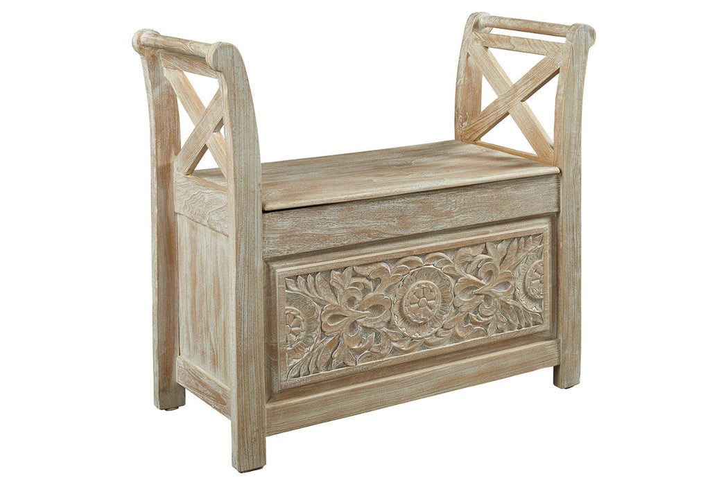 Fossil Ridge Whitewash Accent Bench - A4000001 - Vega Furniture