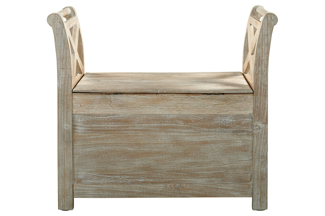 Fossil Ridge Whitewash Accent Bench - A4000001 - Vega Furniture