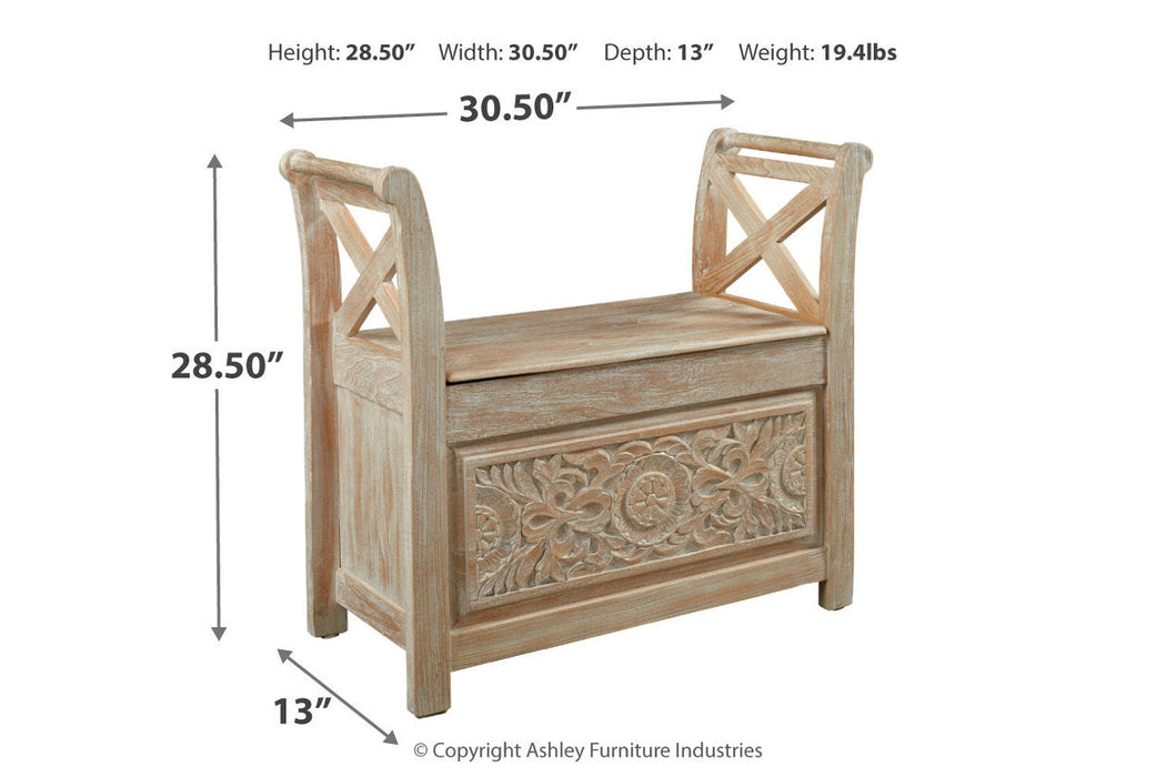 Fossil Ridge Whitewash Accent Bench - A4000001 - Vega Furniture