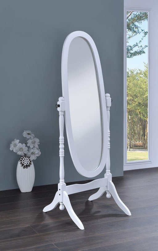 Foyet White Oval Cheval Mirror - 950802 - Vega Furniture