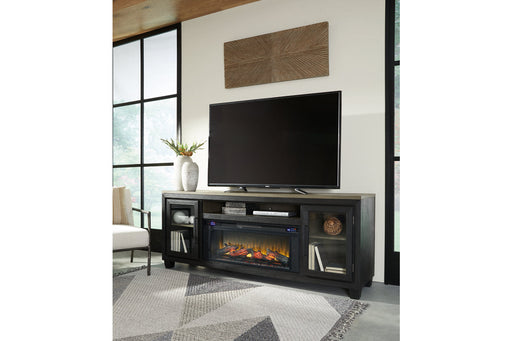 Foyland Black/Brown 83" TV Stand with Electric Fireplace - SET | W100-12 | W989-68 - Vega Furniture