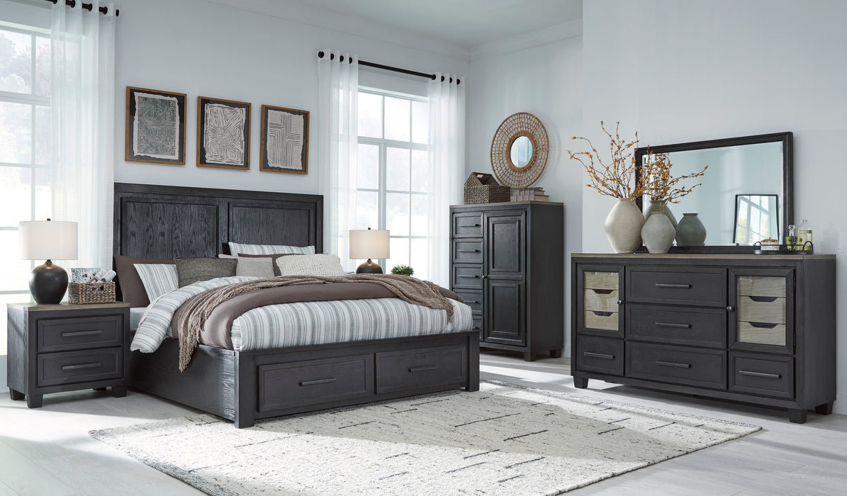 Foyland Black/Brown Footboard Storage Platform Bedroom Set - SET | B989-56S | B989-58 | B989-97 | B989-31 | B989-36 | B989-92 | B989-48 - Vega Furniture