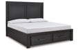 Foyland Black/Brown King Panel Storage Bed - SET | B989-56S | B989-58 | B989-97 - Vega Furniture