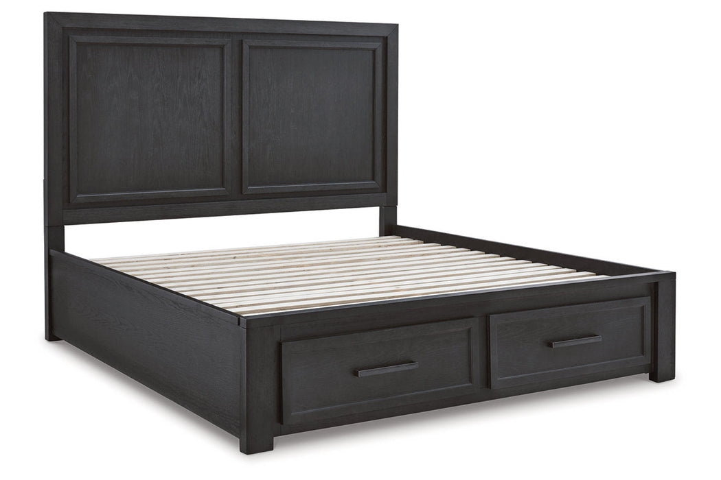 Foyland Black/Brown King Panel Storage Bed - SET | B989-56S | B989-58 | B989-97 - Vega Furniture