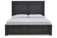 Foyland Black/Brown King Panel Storage Bed - SET | B989-56S | B989-58 | B989-97 - Vega Furniture