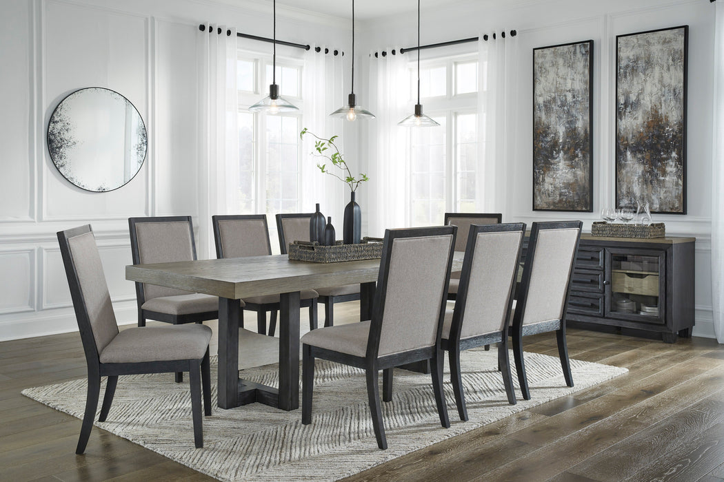 Foyland Light Gray/Black Rectangular Dining Set - SET | D989-25 | D989-01(2) - Vega Furniture