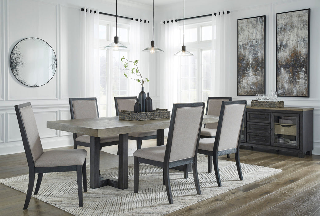 Foyland Light Gray/Black Rectangular Dining Set - SET | D989-25 | D989-01(2) - Vega Furniture