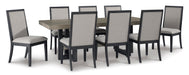 Foyland Light Gray/Black Rectangular Dining Set - SET | D989-25 | D989-01(2) - Vega Furniture