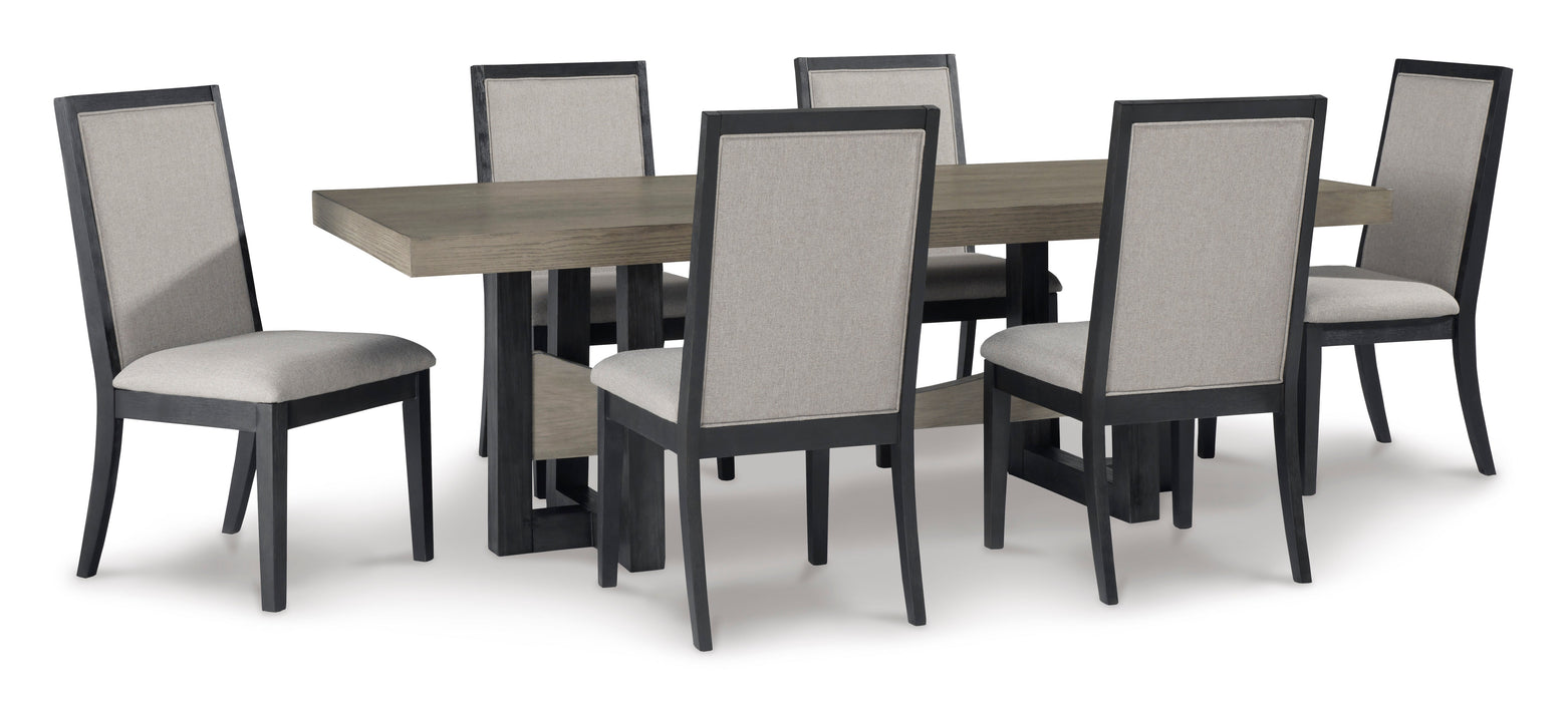 Foyland Light Gray/Black Rectangular Dining Set - SET | D989-25 | D989-01(2) - Vega Furniture