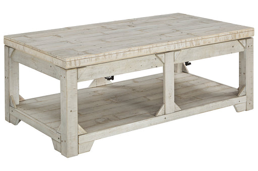 Fregine Whitewash Coffee Table with Lift Top - T755-9 - Vega Furniture