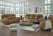 Game Plan Caramel Power Reclining Living Room Set - SET | U1520615 | U1520618 - Vega Furniture