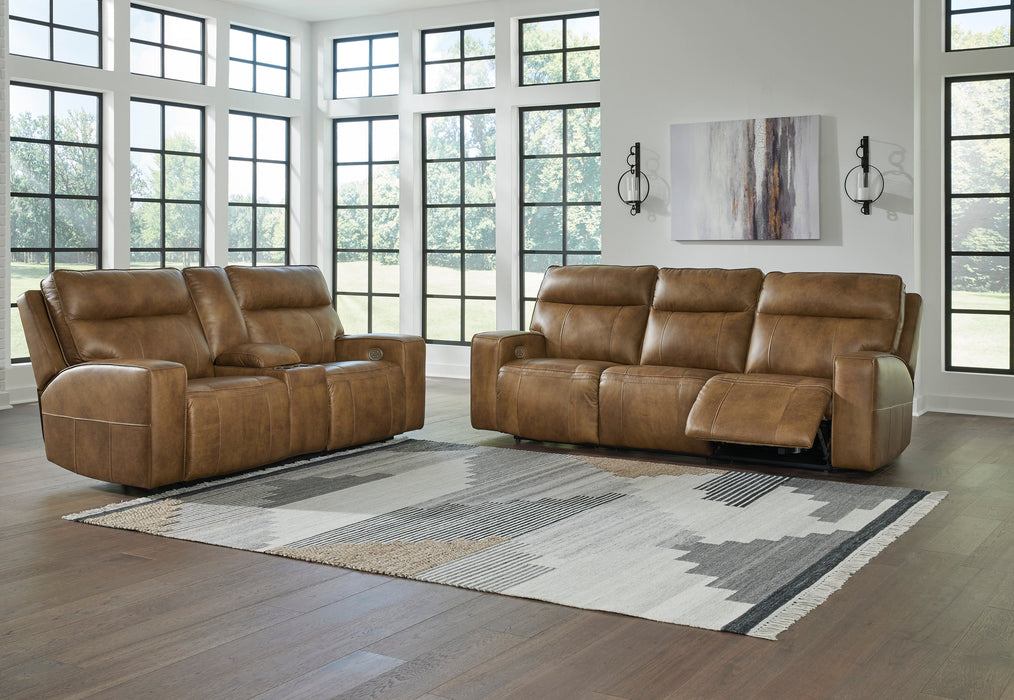 Game Plan Caramel Power Reclining Living Room Set - SET | U1520615 | U1520618 - Vega Furniture